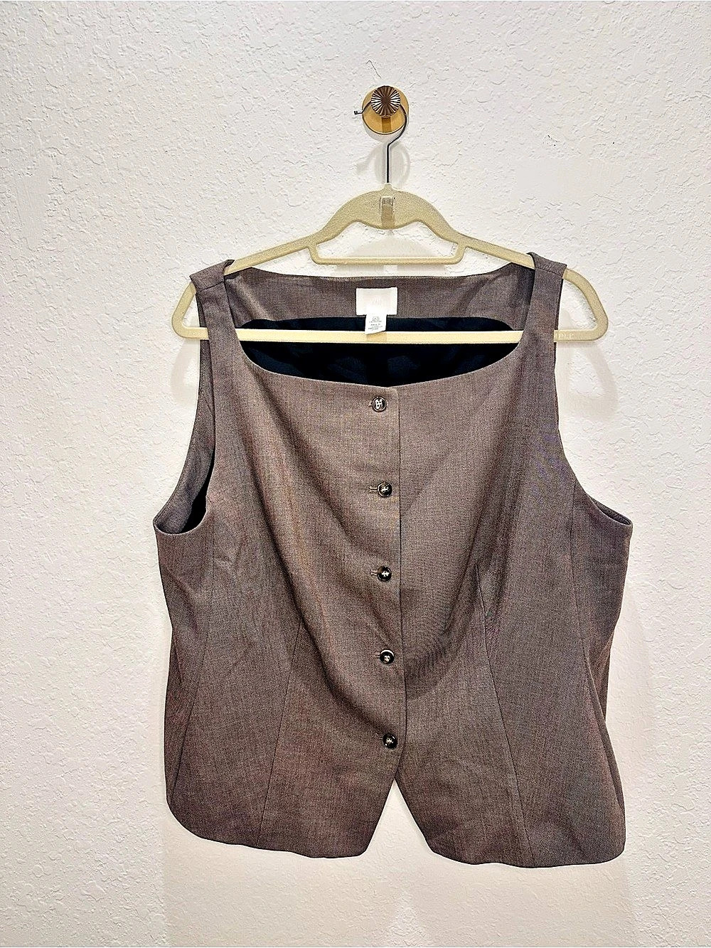 H&M Women's Button Front Vest Brown XL Like New